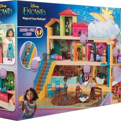 Caixa de brinquedo Disney Encanto Magical Casa Madrigal, casa de bonecas colorida com personagens e móveis