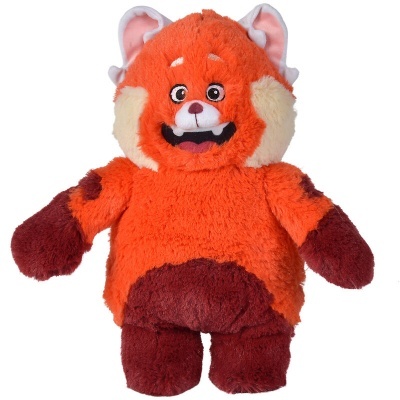 Peluche de urso panda vermelho e castanho com textura felpuda