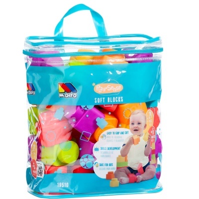 Embalagem transparente com blocos macios coloridos para crianças