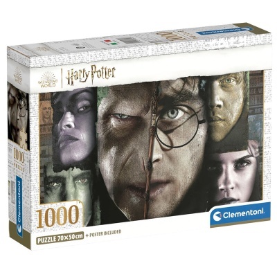 Caixa de puzzle Harry Potter com 1000 peças da Clementoni com rostos de personagens