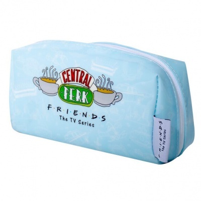 Estojo azul claro com logotipo Central Perk da série Friends