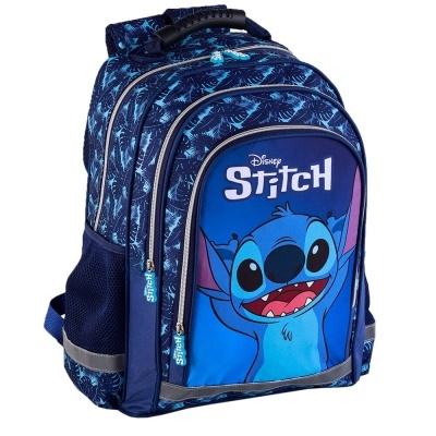 Mochila azul com personagem Stitch da Disney