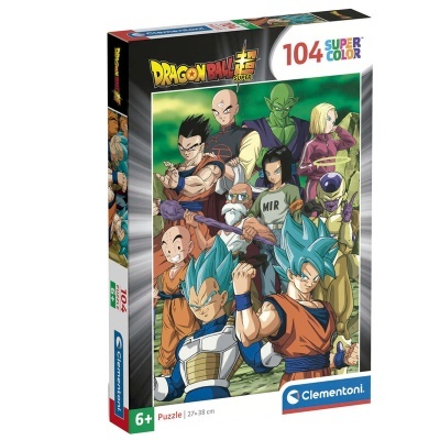 Caixa de puzzle Dragon Ball Super 104 peças de cores vibrantes com vários personagens