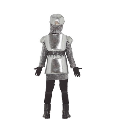 Fantasia metalizada prateada para criança vista de costas
