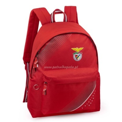 Mochila vermelha com logótipo do SL Benfica e padrão cinzento