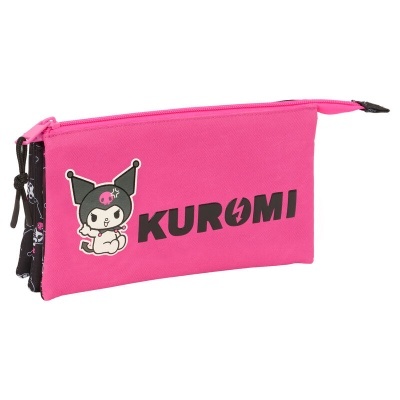 Estojo escolar rosa Kuromi com fecho de correr