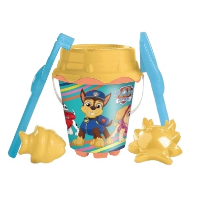 Conjunto de brinquedos para areia colorido com balde, pás e moldes