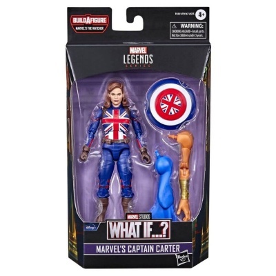 Figura de ação Marvel's Captain Carter com acessórios numa embalagem