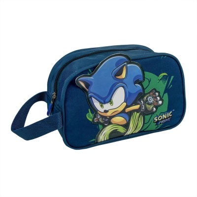 Necessaire azul com estampa do personagem Sonic