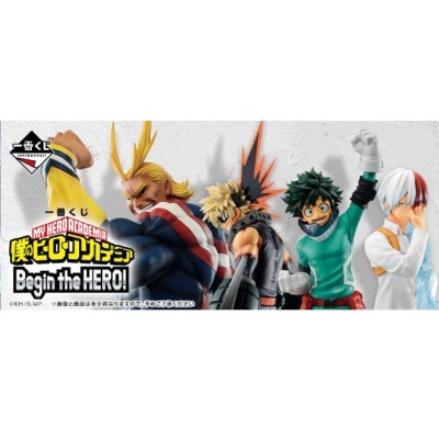 Figuras de ação da coleção My Hero Academia com texto promocional