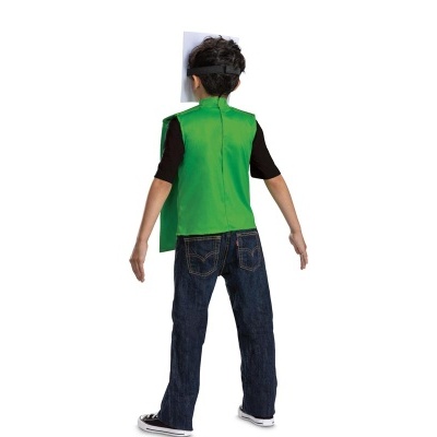 Camisola verde sem mangas em criança vista de costas