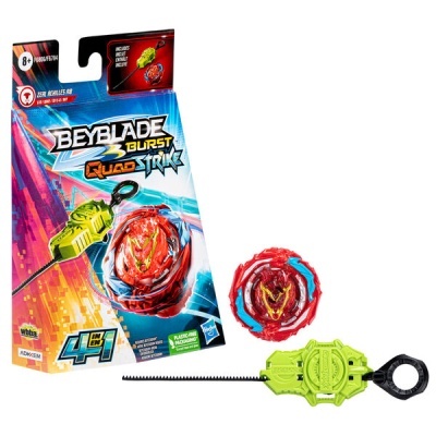 Beyblade Burst Quad Strike com lançador verde e peão de combate vermelha