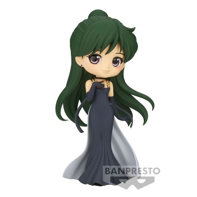 Figura colecionável personagem feminina com vestido preto e cabelo verde