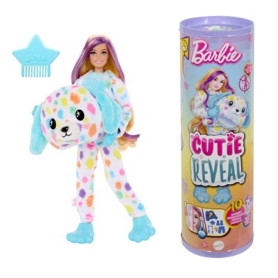 Brinquedo Barbie Cutie Reveal com boneca e embalagem cilíndrica