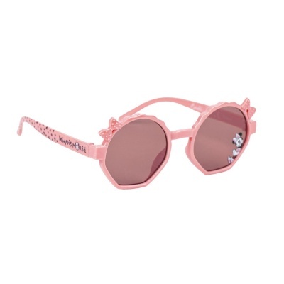 Óculos de sol infantis rosa com lentes redondas e detalhes decorativos