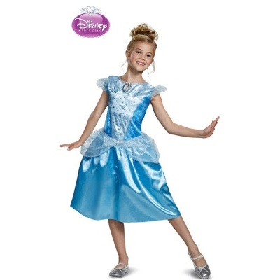 Vestido azul de princesa Disney para menina com detalhes brilhantes