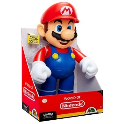 Figurina grande do Mario da Nintendo em embalagem vermelha e branca