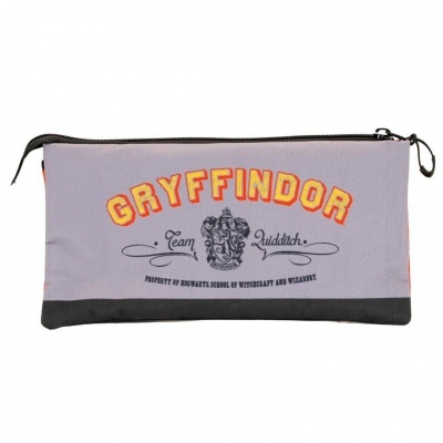 Estojo cinzento com fecho preto e estampado Gryffindor