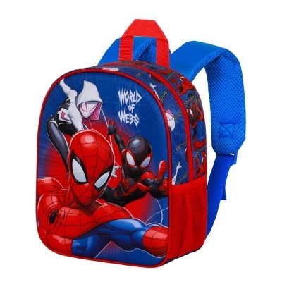 Mochila infantil Spider-Man azul e vermelha com alças acolchoadas