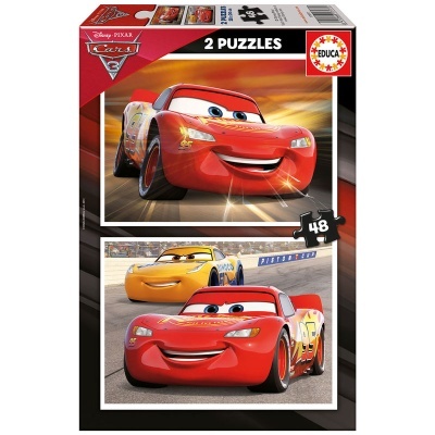 Embalagem de puzzles com personagens do filme Carros da Disney Pixar