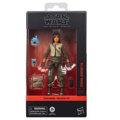 Figura de ação Osha Aniseya Star Wars The Black Series na embalagem