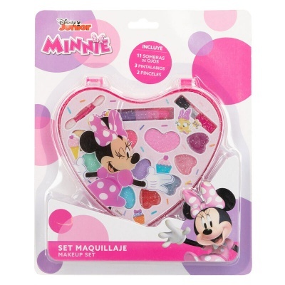Conjunto maquilhagem Disney Junior Minnie em embalagem coração com sombras, pintalábios e pincéis