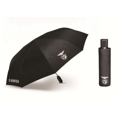 Guarda-chuva preto SL Benfica com estojo preto com logótipo branco.