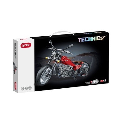 Caixa de brinquedo para montagem Technic com mota vermelha detalhada