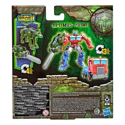 Brinquedo Transformers Beast Alliance Optimus Prime com camião vermelho e robô azul e vermelho