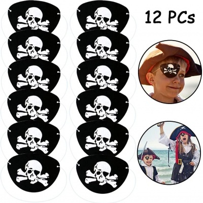 Doze máscaras de olho pretas com caveira branca e texto 12 PCs