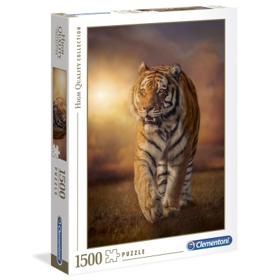 Caixa de puzzle Clementoni 1500 peças com imagem de tigre numa paisagem