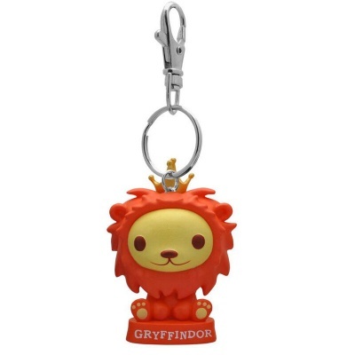 Porta-chaves leão laranja dourado com base vermelha GRYFFINDOR