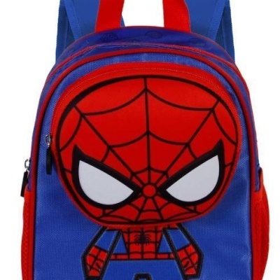 Mochila infantil Spider-Man azul e vermelha com fecho de correr