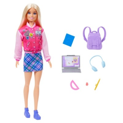 Boneca Barbie com acessórios escolares coloridos