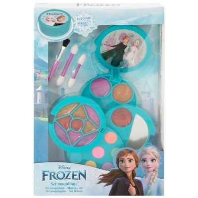 Set de maquilhagem Disney Frozen com estojo azul e sombras coloridas