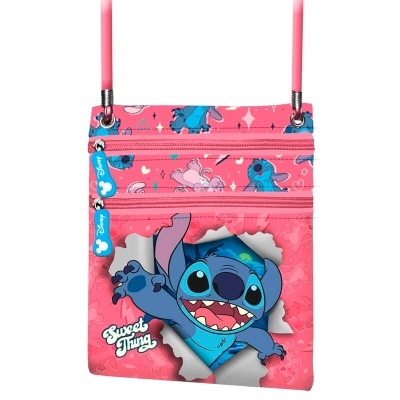 Bolsa rosa com padrão Stitch e texto Sweet Thing