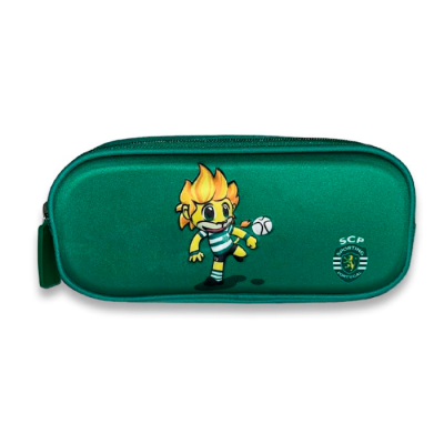 Estojo verde Sporting CP com mascote e emblema