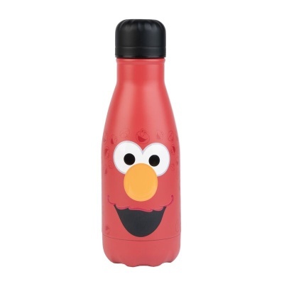Garrafa térmica vermelha com rosto do personagem Elmo