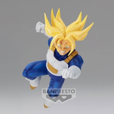 Figura de ação Super Saiyajin com cabelo amarelo e roupa azul