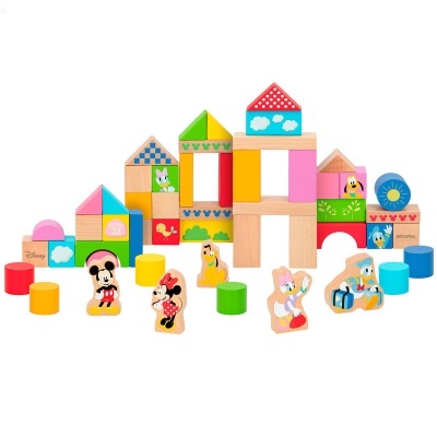 Blocos de construção de madeira coloridos com personagens Disney