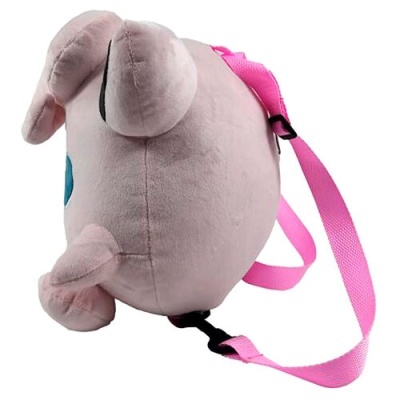 Mochila de peluche rosa em forma de animal com alças rosa