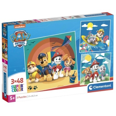 Caixa de quebra-cabeças Paw Patrol Clementoni com 3x48 peças coloridas