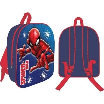 Mochila azul com estampa do Spider-Man e alças vermelhas