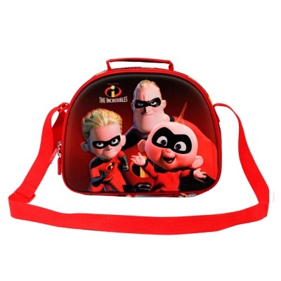 Bolsa vermelha com personagens da animação The Incredibles