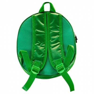 mochila pequena verde com alças ajustáveis e fecho
