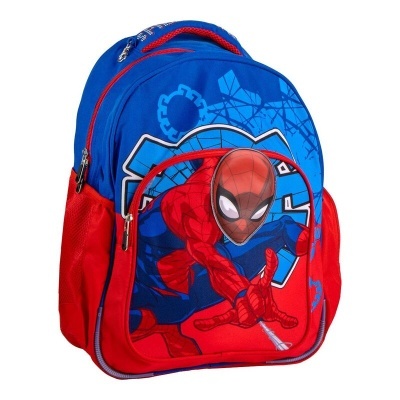 Mochila infantil Homem-Aranha vermelha e azul com estampa frontal