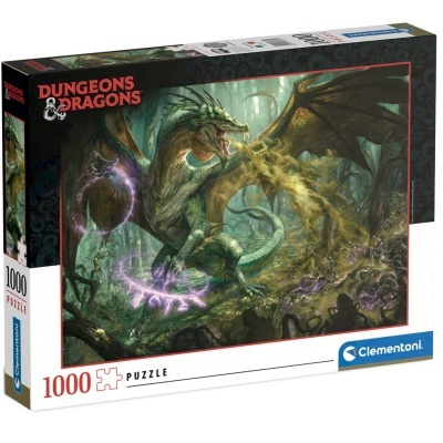 Puzzle Dungeons & Dragons 1000 peças com dragão verde a lançar fogo