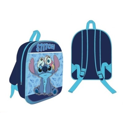 Mochila azul com estampa do Stitch e alças azuis claras