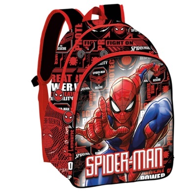 Mochila infantil vermelha e preta com estampa do Spider-Man em azul e vermelho