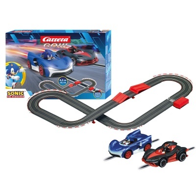 Pista de corrida elétrica Carrera GO!!! com carros de Sonic e embalagem azul